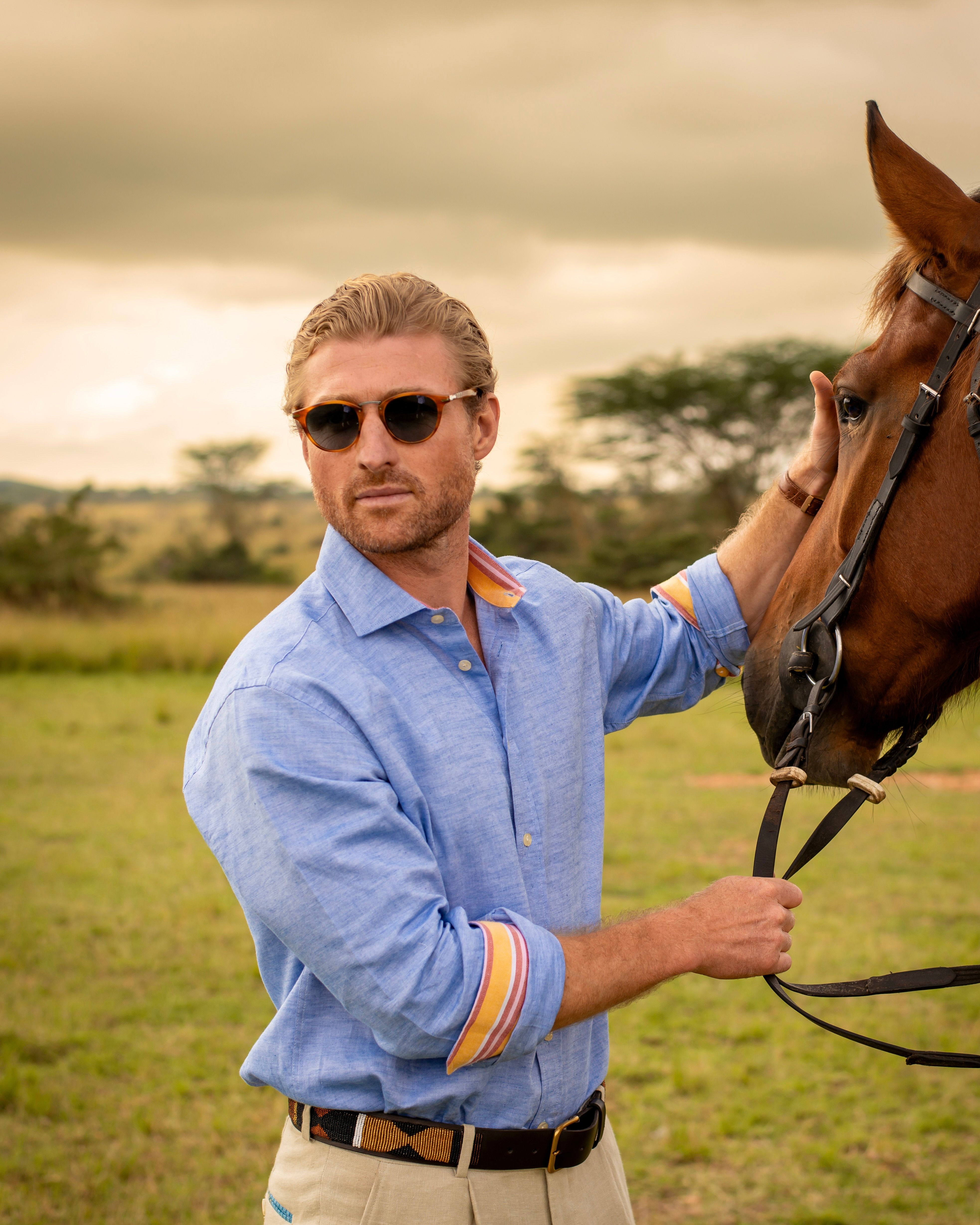 Deep Blue Cotton-Linen Shirt