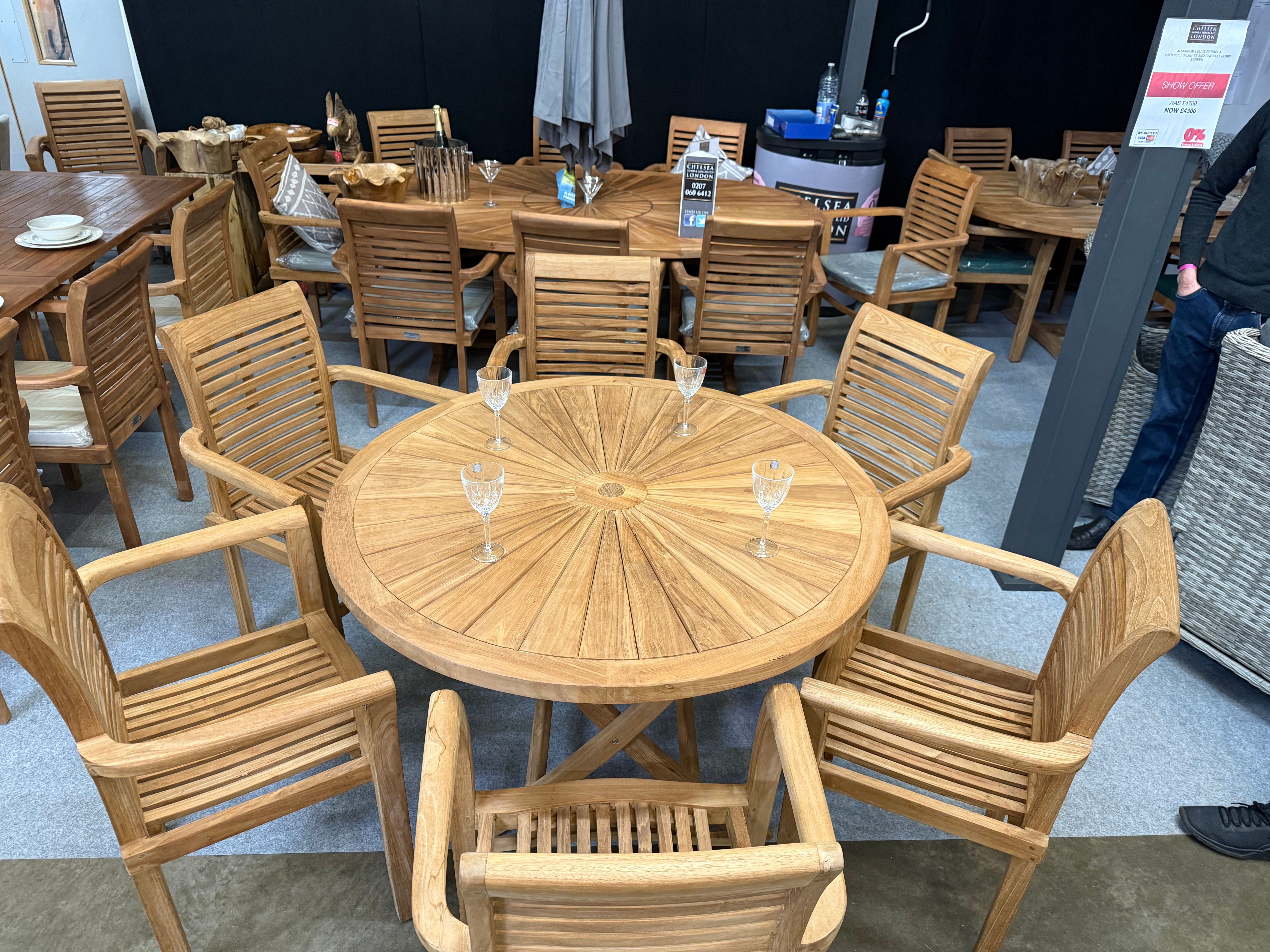 folding teak table  set