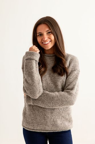 Womens undyed wool chunky cuffed jumper