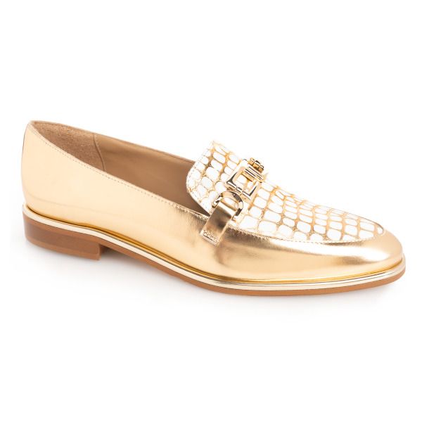 Gold & White Loafer