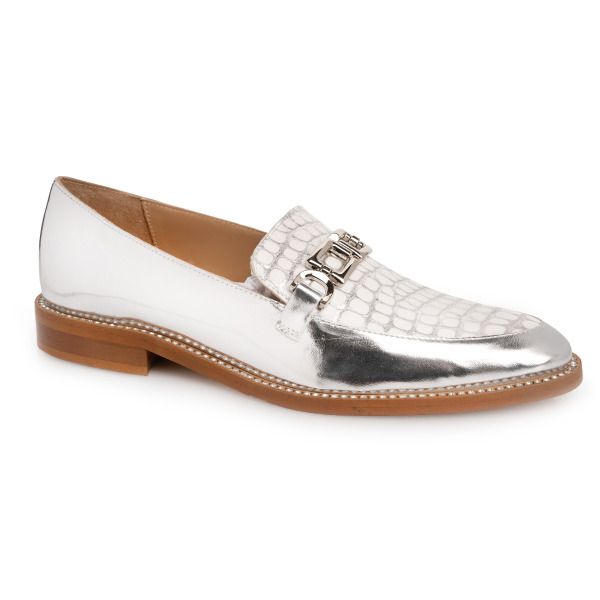 Silver & White Loafer