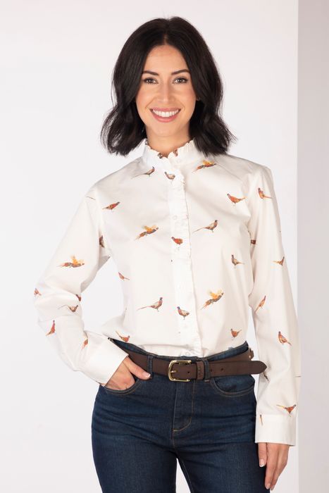 Ruffle Collar 100% Cotton Shirt - plain and patterned