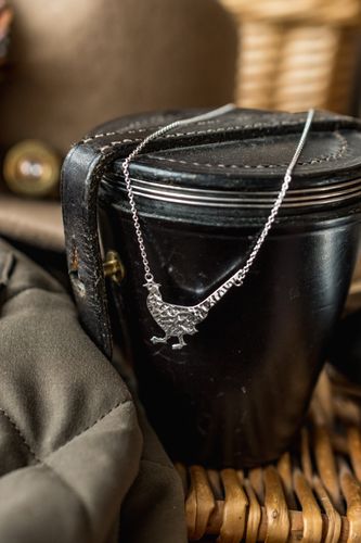 Exclusive Hammered Sterling Silver Pheasant Necklace
