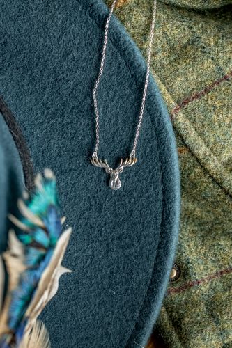 Exclusive Sterling Silver & 18ct Gold Plated Stag Head Necklace