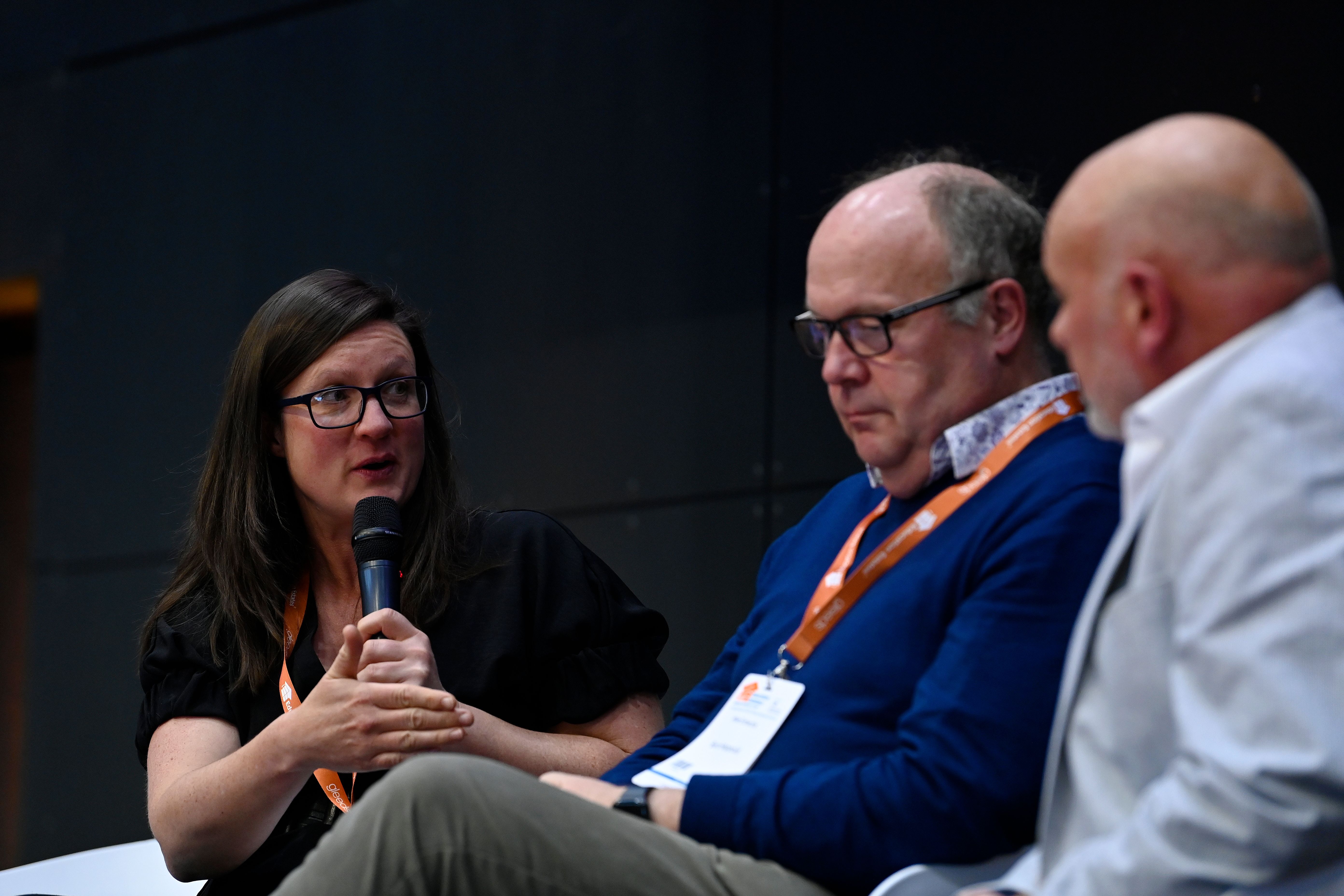 [Photograph of Helen Wallace from the University of Exeter, Mike Entwistle from Buro Happold & Rob Hartley from the University of Greenwich at Education Estates® 2023]