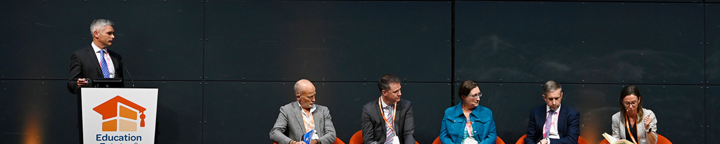 Speakers speaking on the main stage at Education Estates®