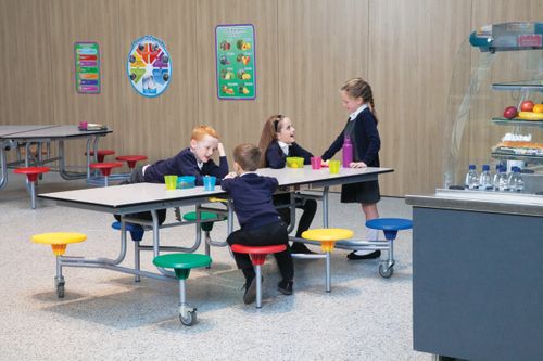 Rectangular Mobile Folding Table with 8 Seats