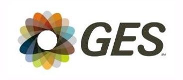 GES Logo. Left hand side is a flower like design in muted colours
