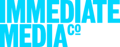 Immediate Media logo. White background light blue font