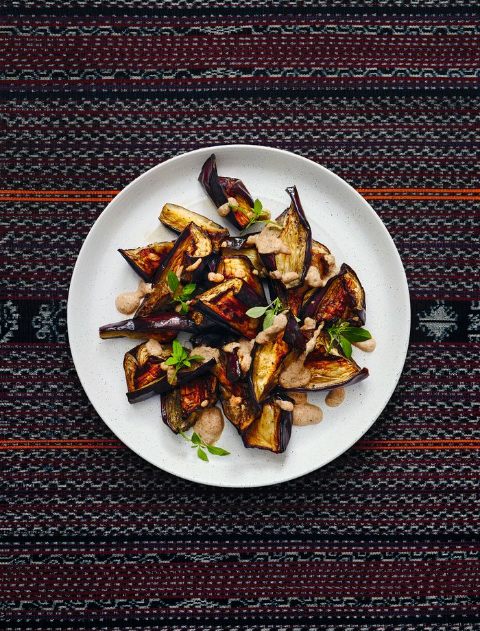 Petty Pandean-Elliott’s roasted aubergine with spicy pili sauce