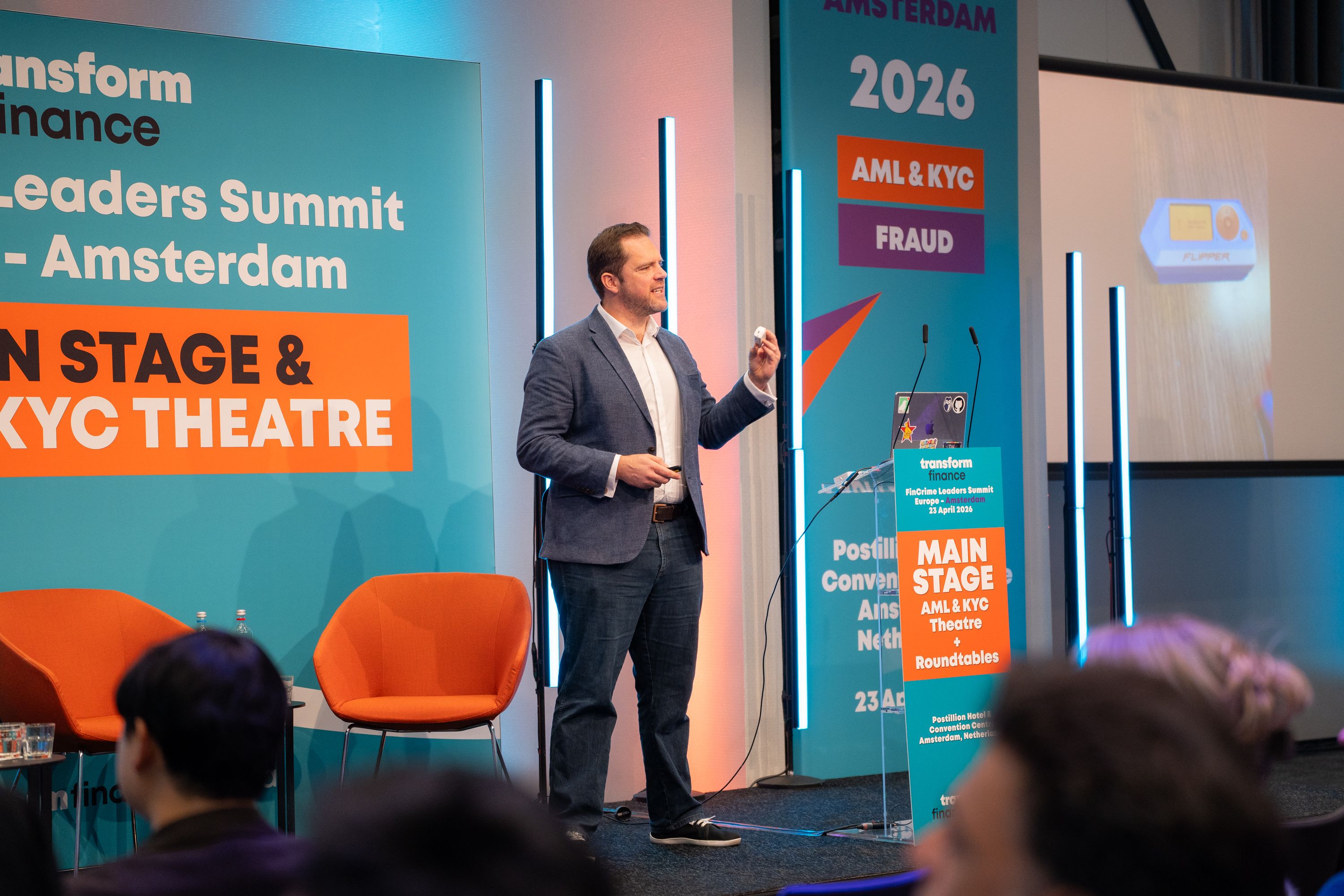 Glenn Wilkinson speaking at the 4th Annual FinCrime Leaders Summit Europe, Amsterdam