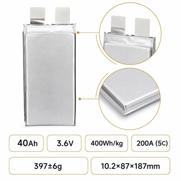 3.6V-40ah/5C/360wh/kg