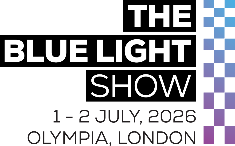 Blue Light Show Logo -portrait, dates