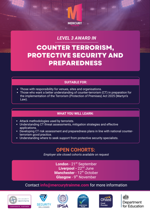 Level 3 Award in Counter Terrorism, Protective Security and Preparedness
